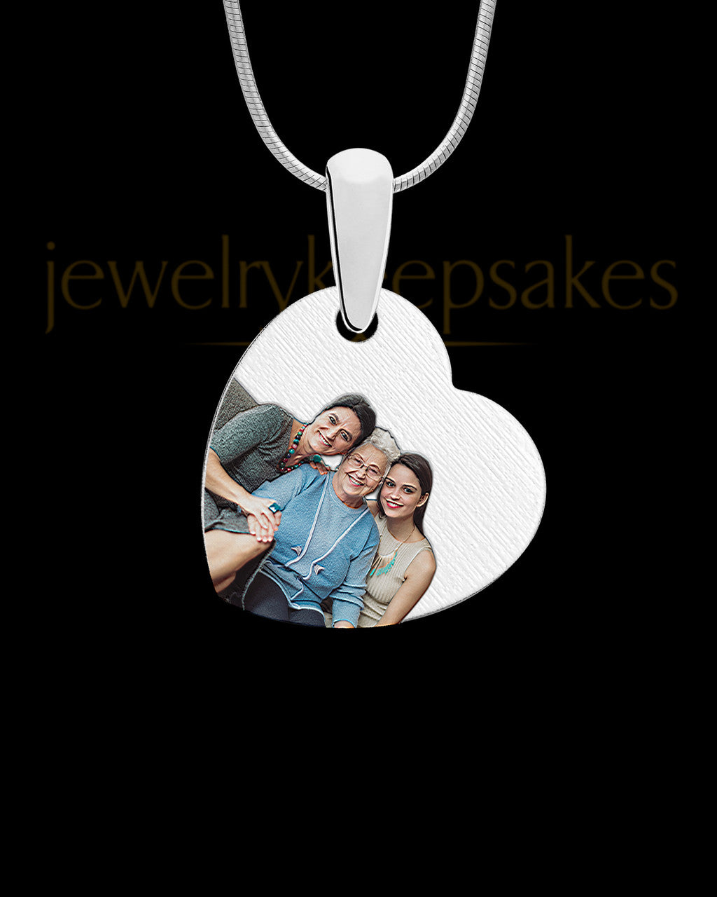Side Heart Full Color Photo Engraved Pendant
