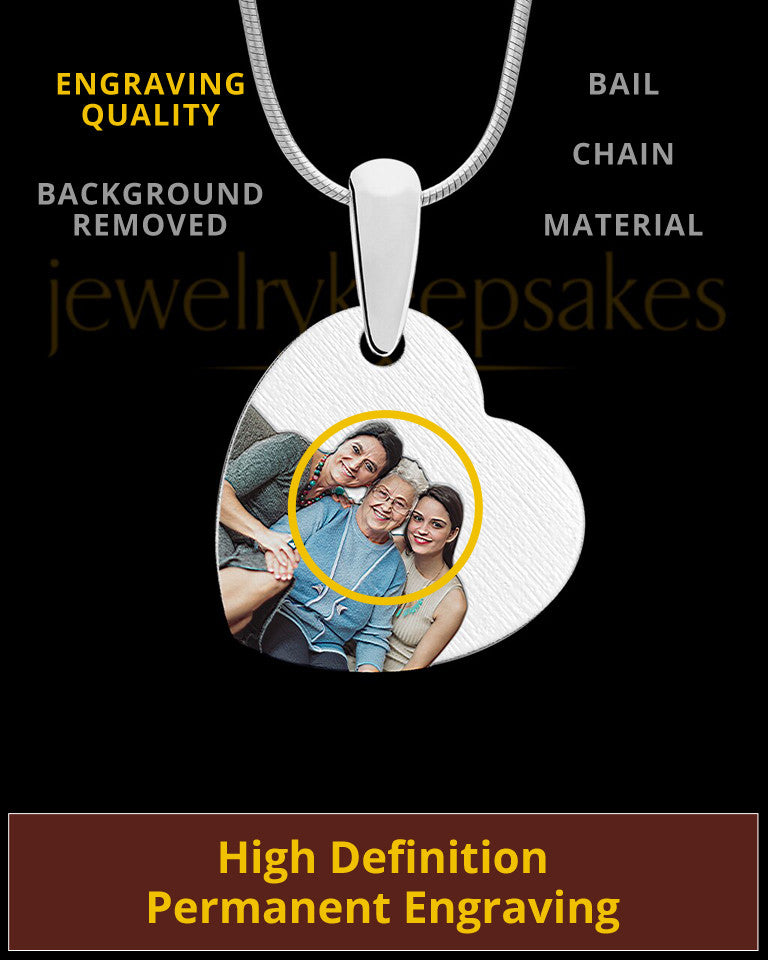 Side Heart Full Color Photo Engraved Pendant