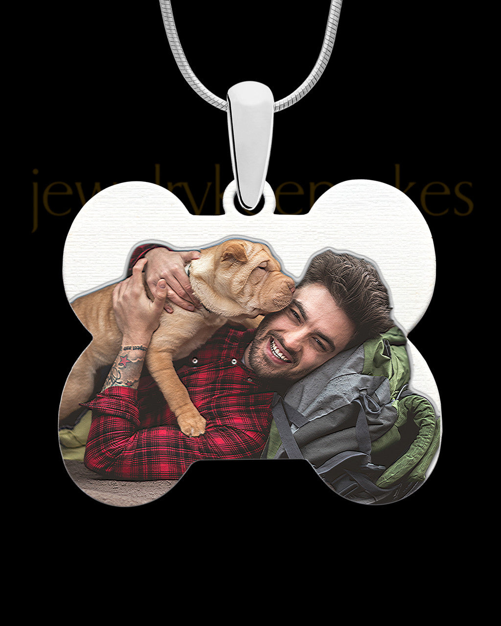 Full Color Doggie Bone Photo Engraved Pendant