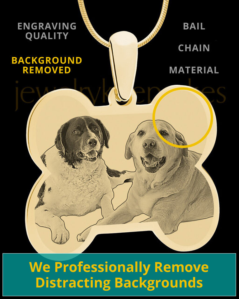 Gold Doggie Bone Photo Engraved Pendant