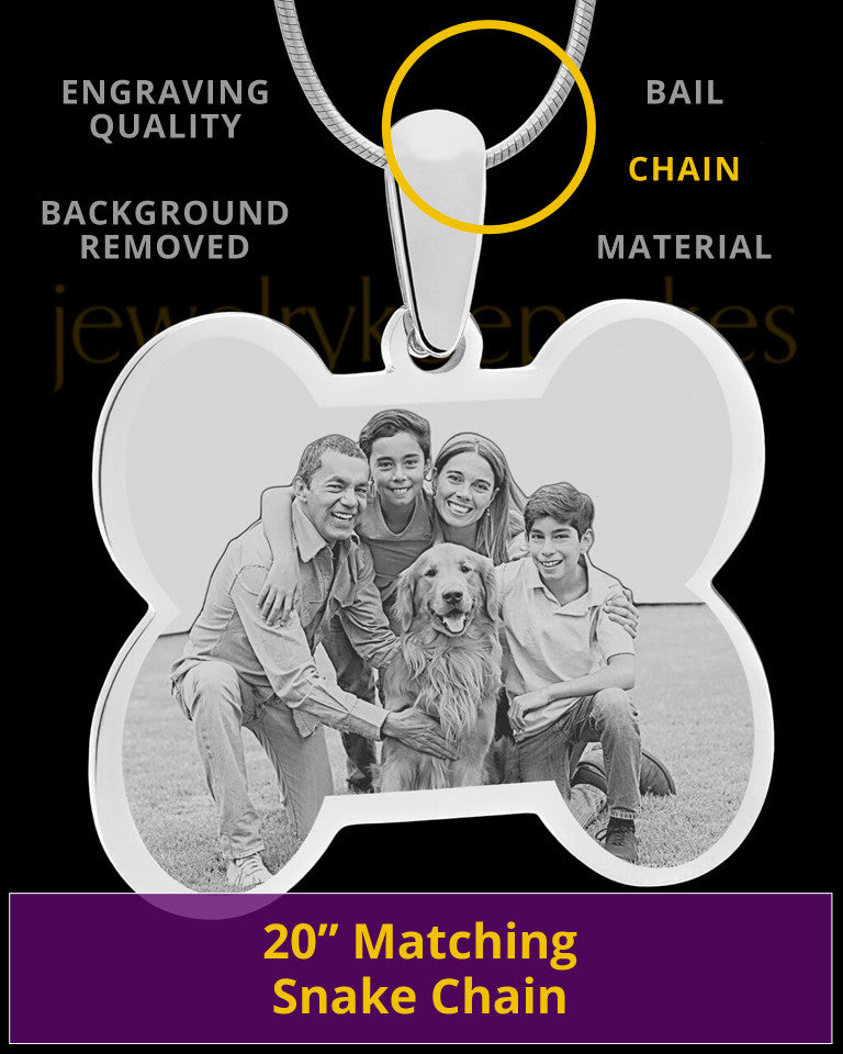 Silver Doggie Bone Photo Engraved Pendant