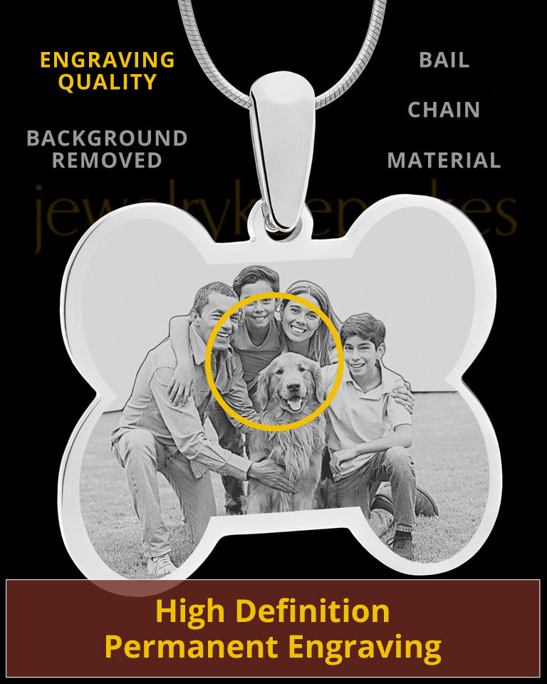 Silver Doggie Bone Photo Engraved Pendant