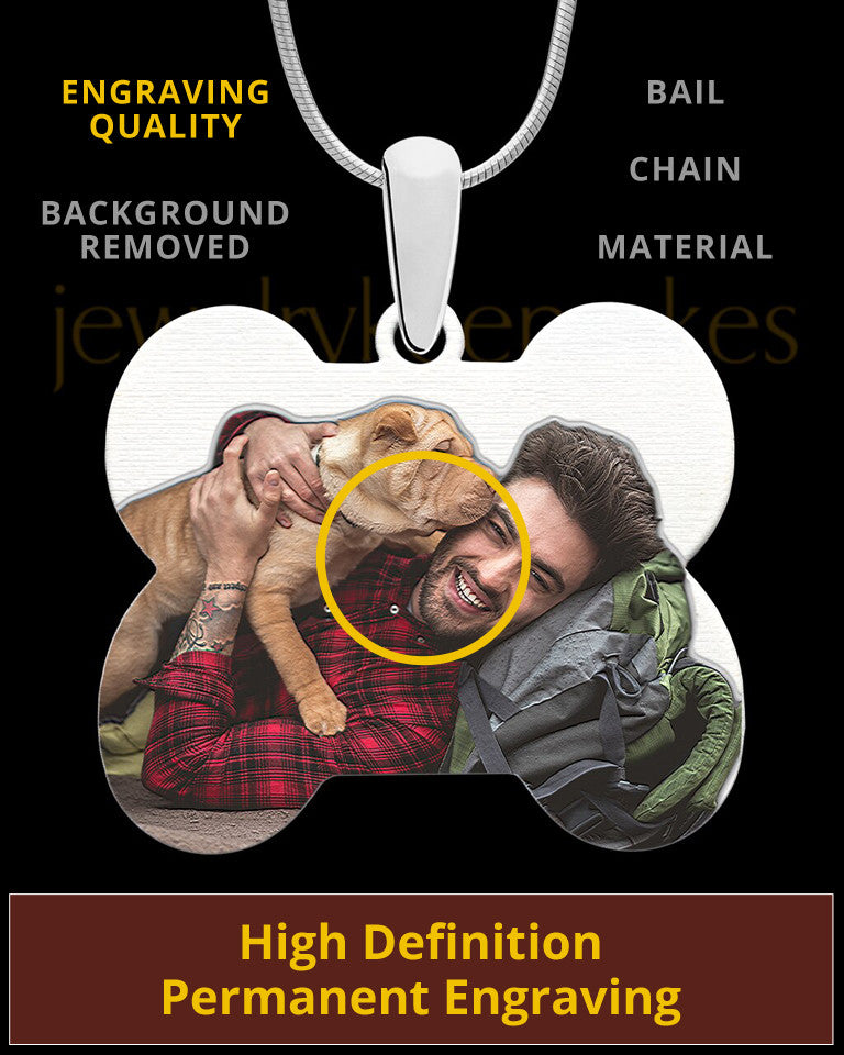 Full Color Doggie Bone Photo Engraved Pendant