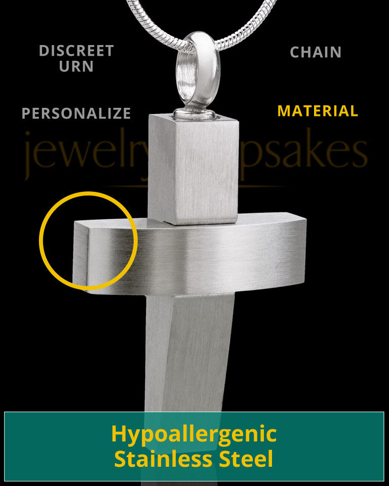 Stainless Steel Jewelry Urn Modern Cross