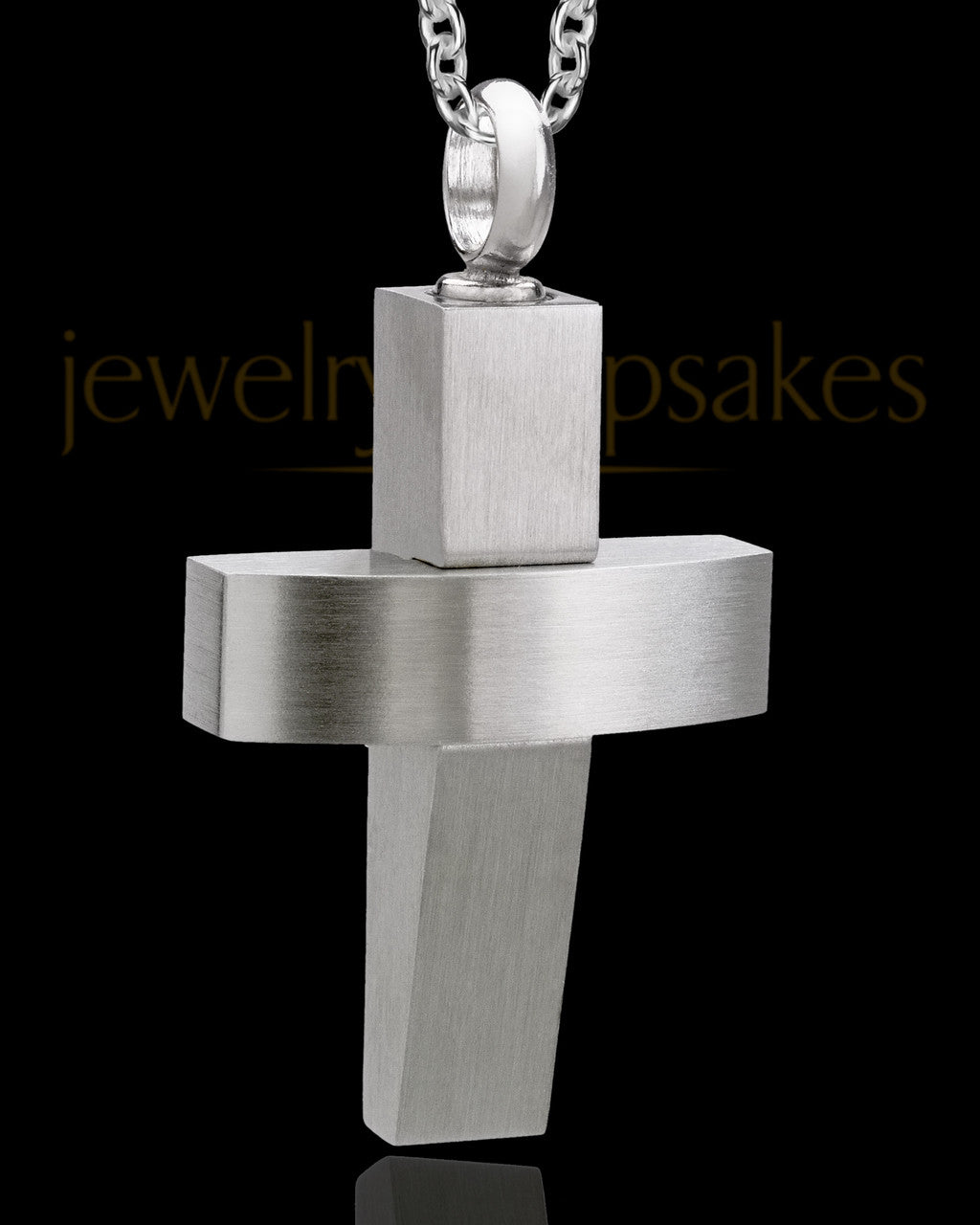 Men's Steel Modern Cross Cremation Pendant