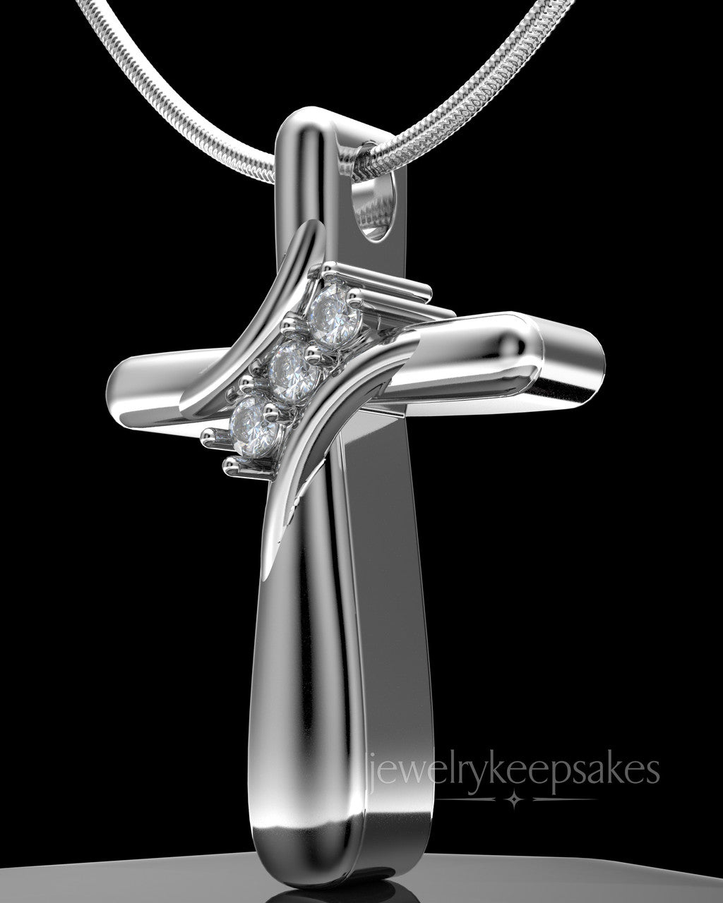 Sterling Silver Elegant Cross Permanently Sealed Waterproof Cremation Pendant