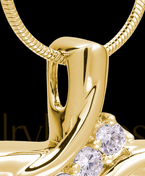 14K Gold Elegant Cross Cremation Pendant