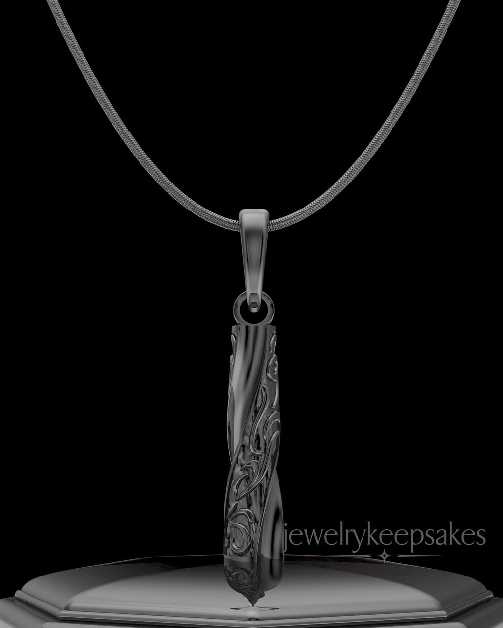 Black Plated Turned Cylinder Permanently Sealed Waterproof Cremation Jewelry