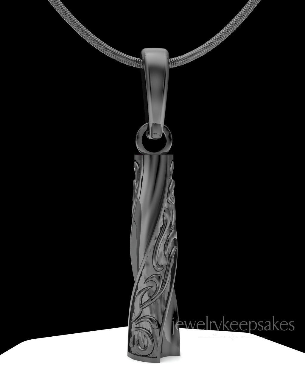 Black Plated Turned Cylinder Permanently Sealed Waterproof Cremation Jewelry