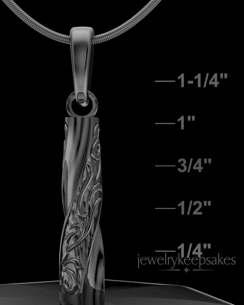 Black Plated Turned Cylinder Permanently Sealed Waterproof Cremation Jewelry