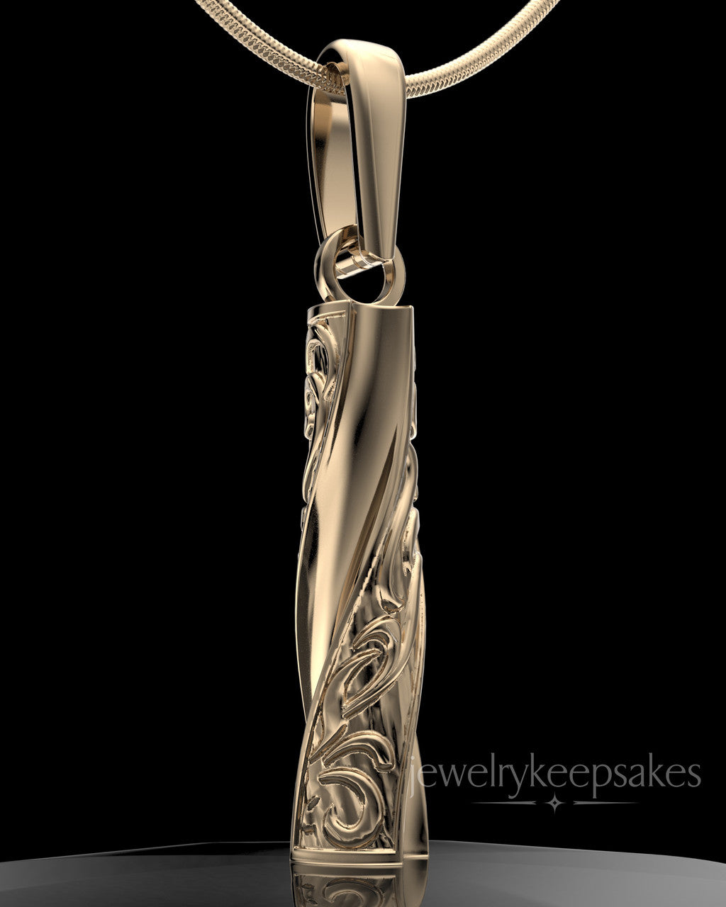 Solid 14k Gold Turned Cylinder Permanently Sealed Waterproof Cremation Jewelry