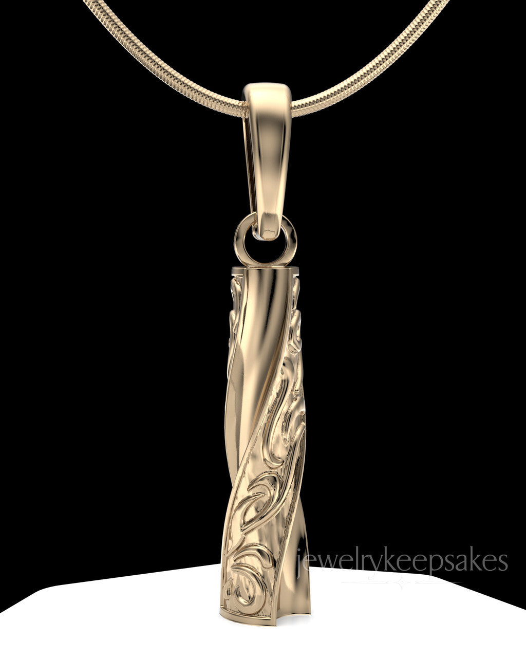 Solid 14k Gold Turned Cylinder Permanently Sealed Waterproof Cremation Jewelry