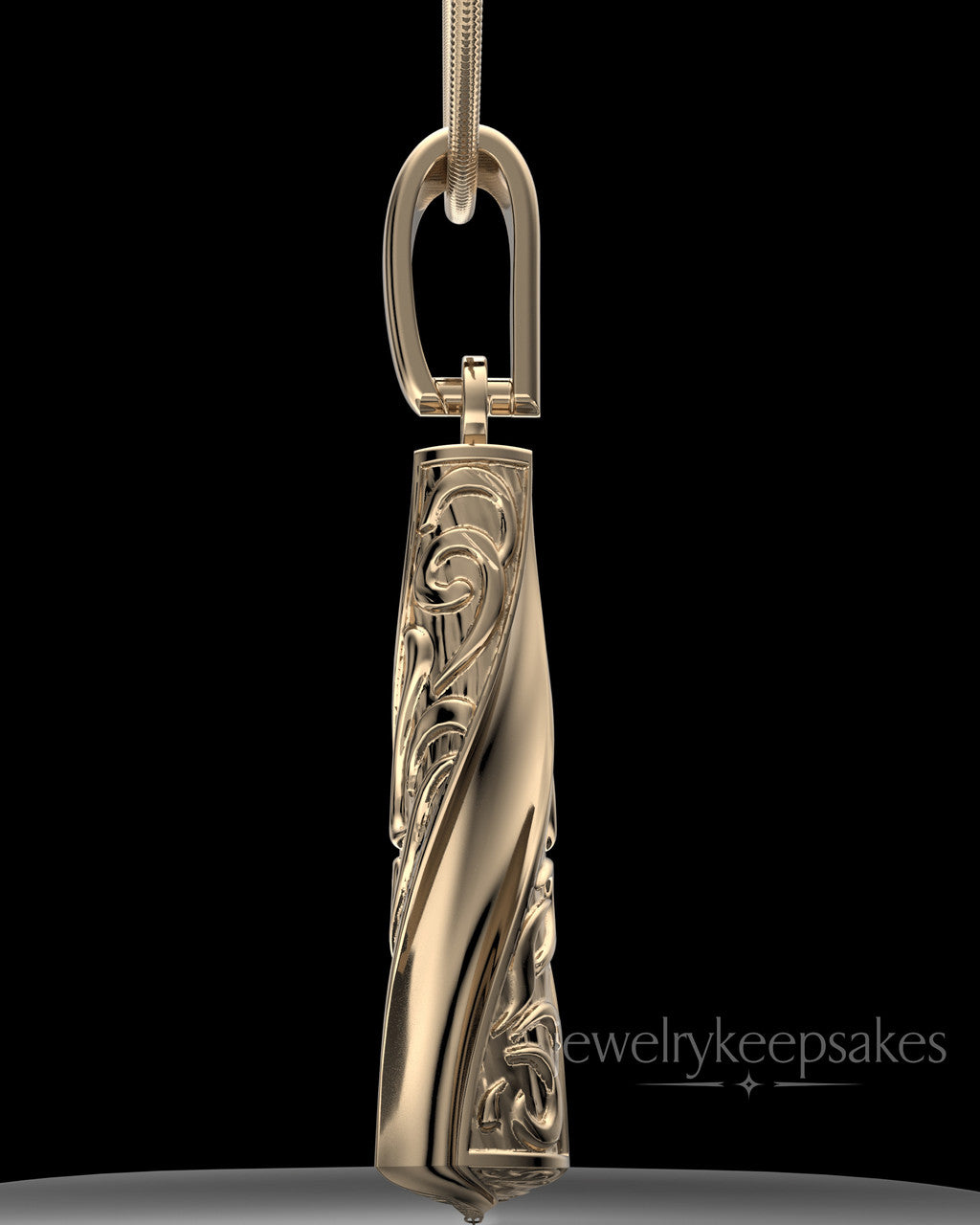 Solid 14k Gold Turned Cylinder Permanently Sealed Waterproof Cremation Jewelry