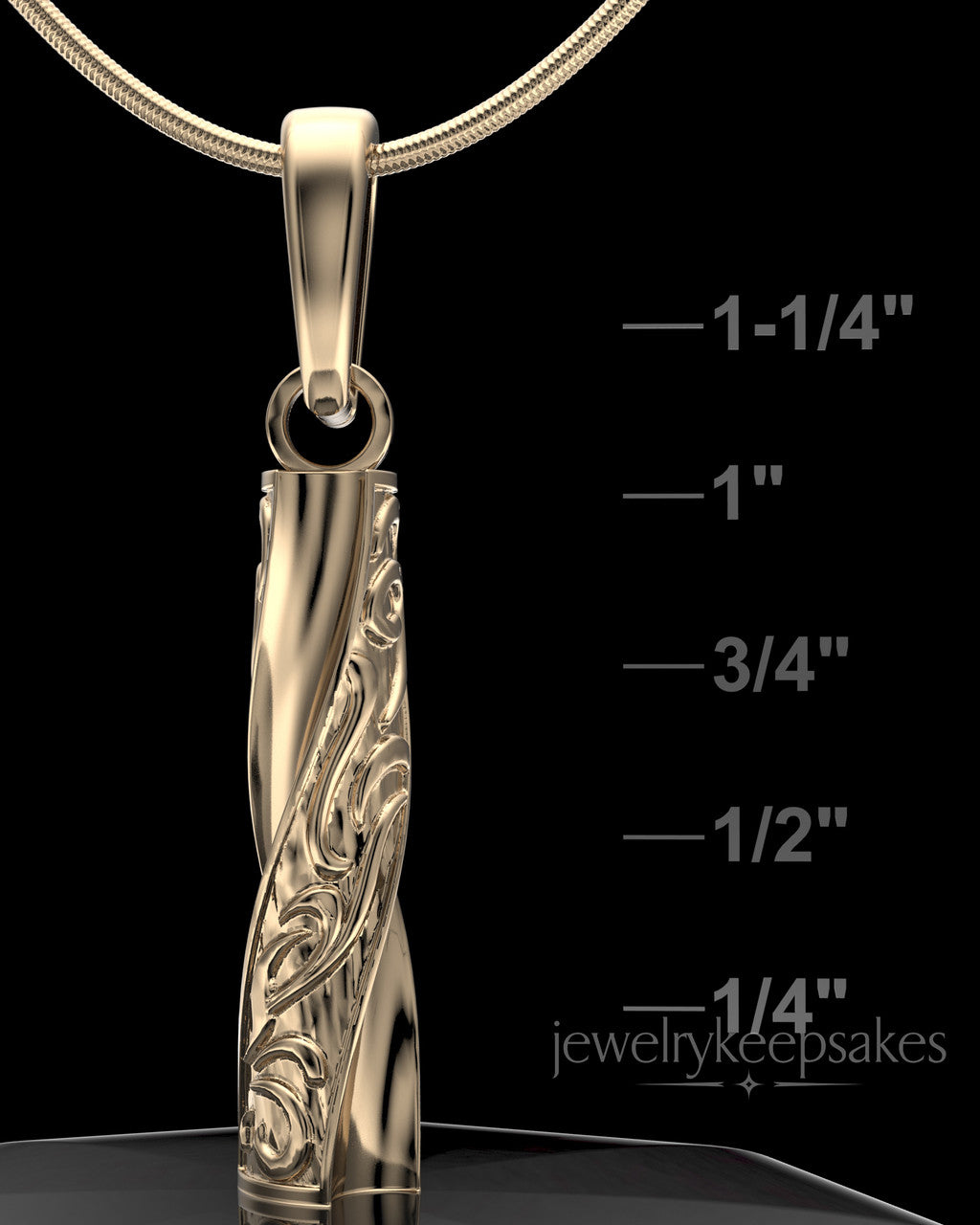 Solid 14k Gold Turned Cylinder Permanently Sealed Waterproof Cremation Jewelry