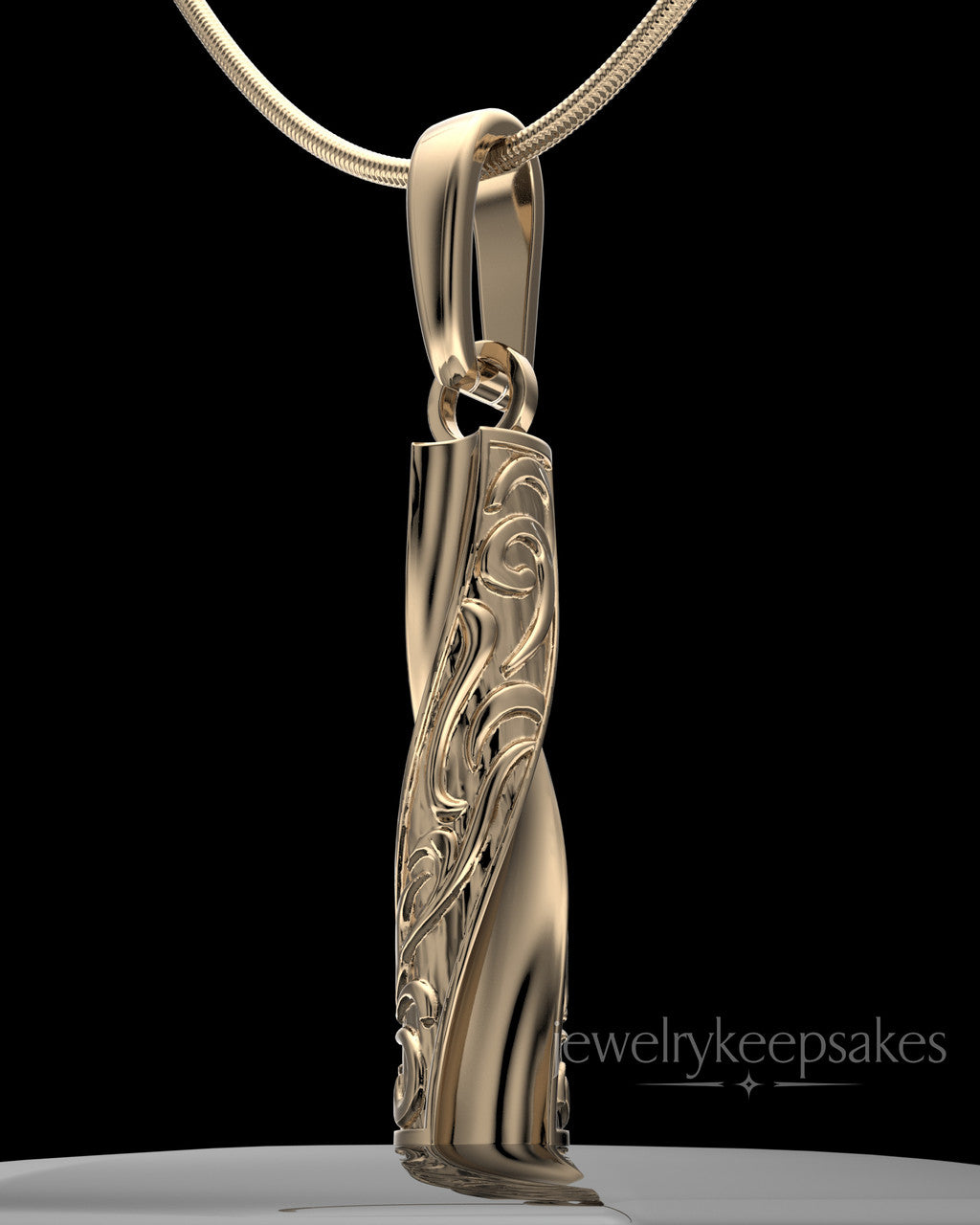 Solid 14k Gold Turned Cylinder Permanently Sealed Waterproof Cremation Jewelry