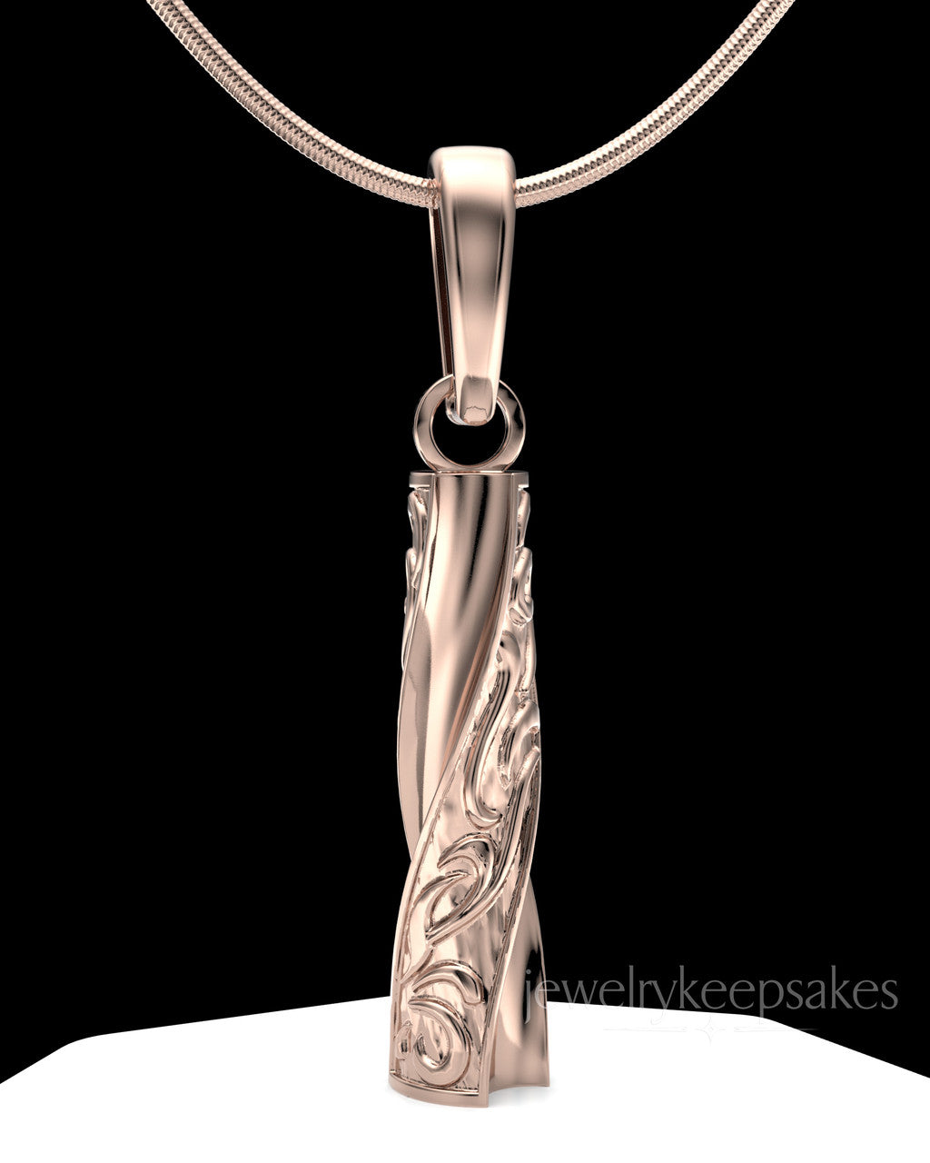 Rose Gold Plated Turned Cylinder Permanently Sealed Waterproof Cremation Jewelry