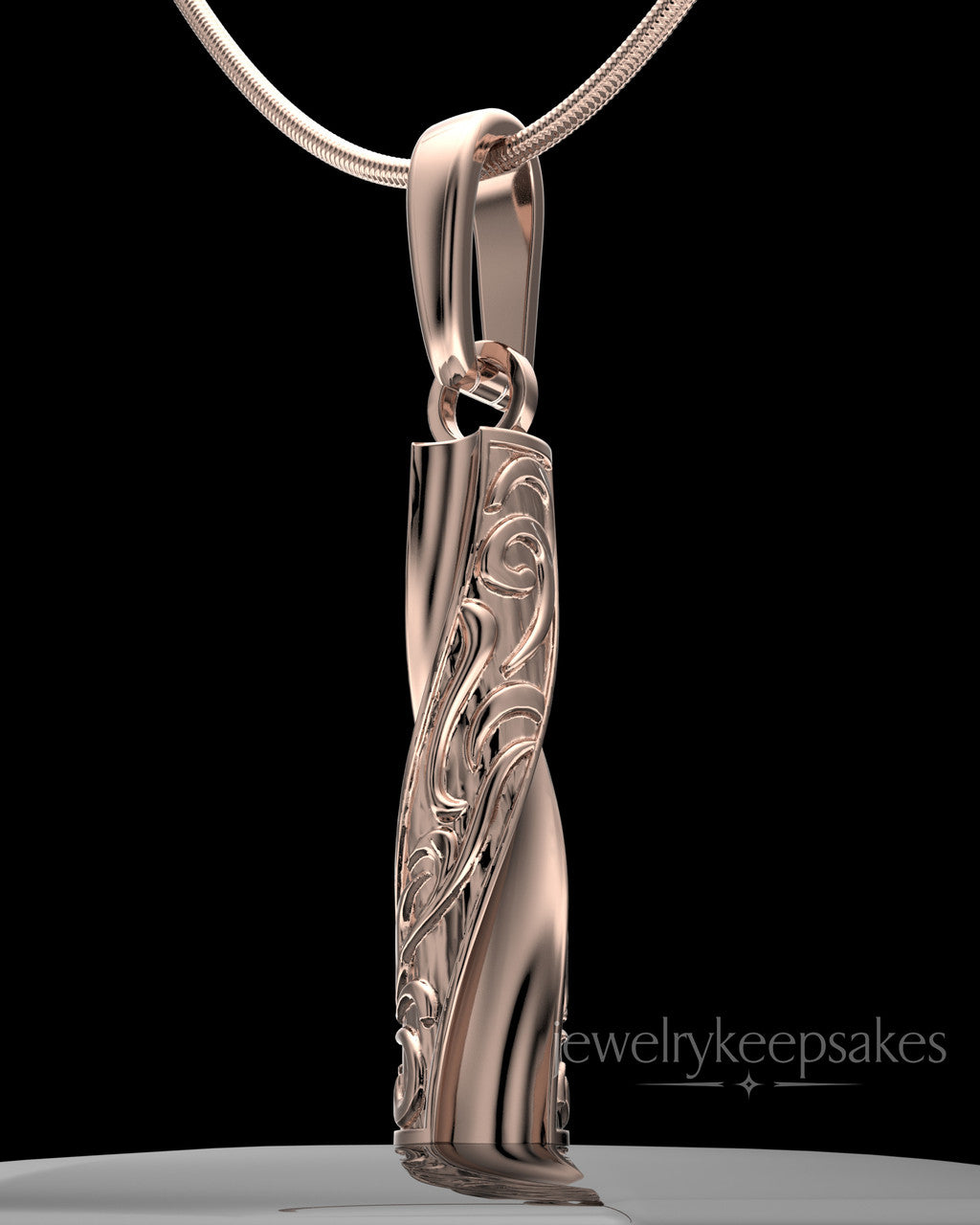Rose Gold Plated Turned Cylinder Permanently Sealed Waterproof Cremation Jewelry