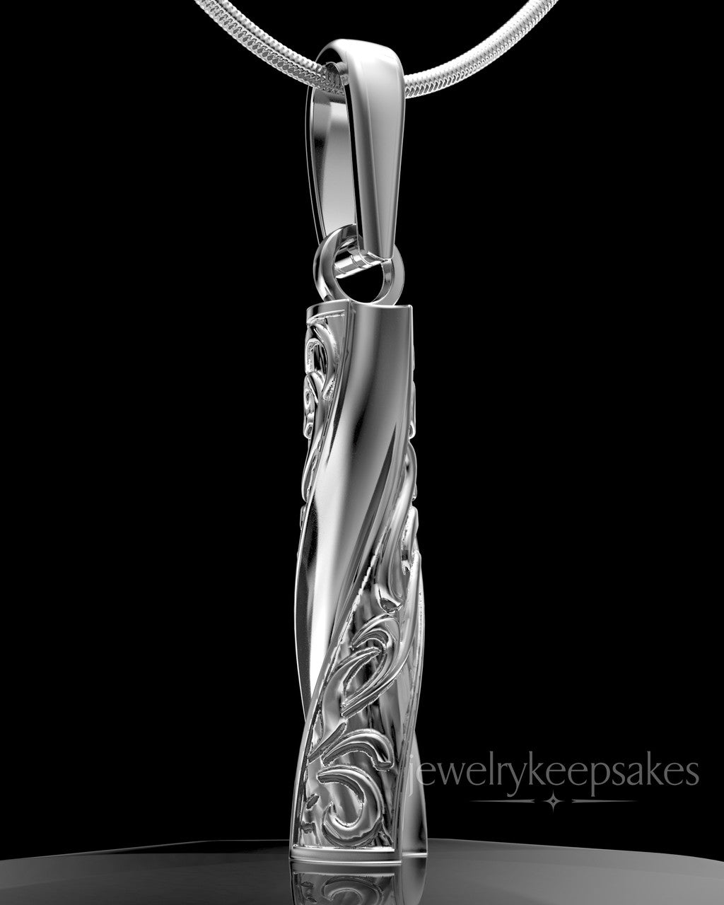 Solid 14k White Gold Turned Cylinder Permanently Sealed Waterproof Cremation Jewelry