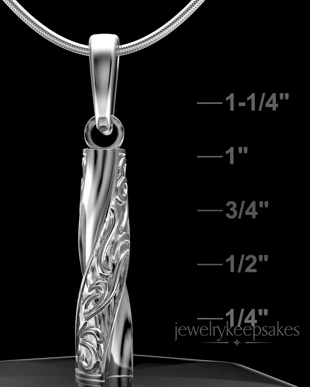 Solid 14k White Gold Turned Cylinder Permanently Sealed Waterproof Cremation Jewelry