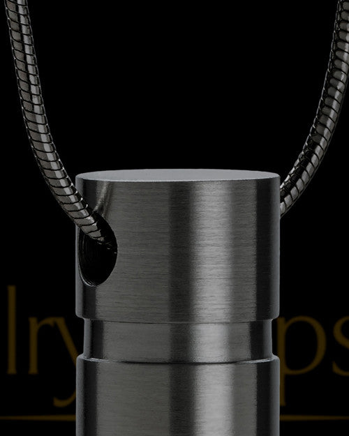 Custom Black Cylinder Urn Necklace For Ashes Stainless Steel