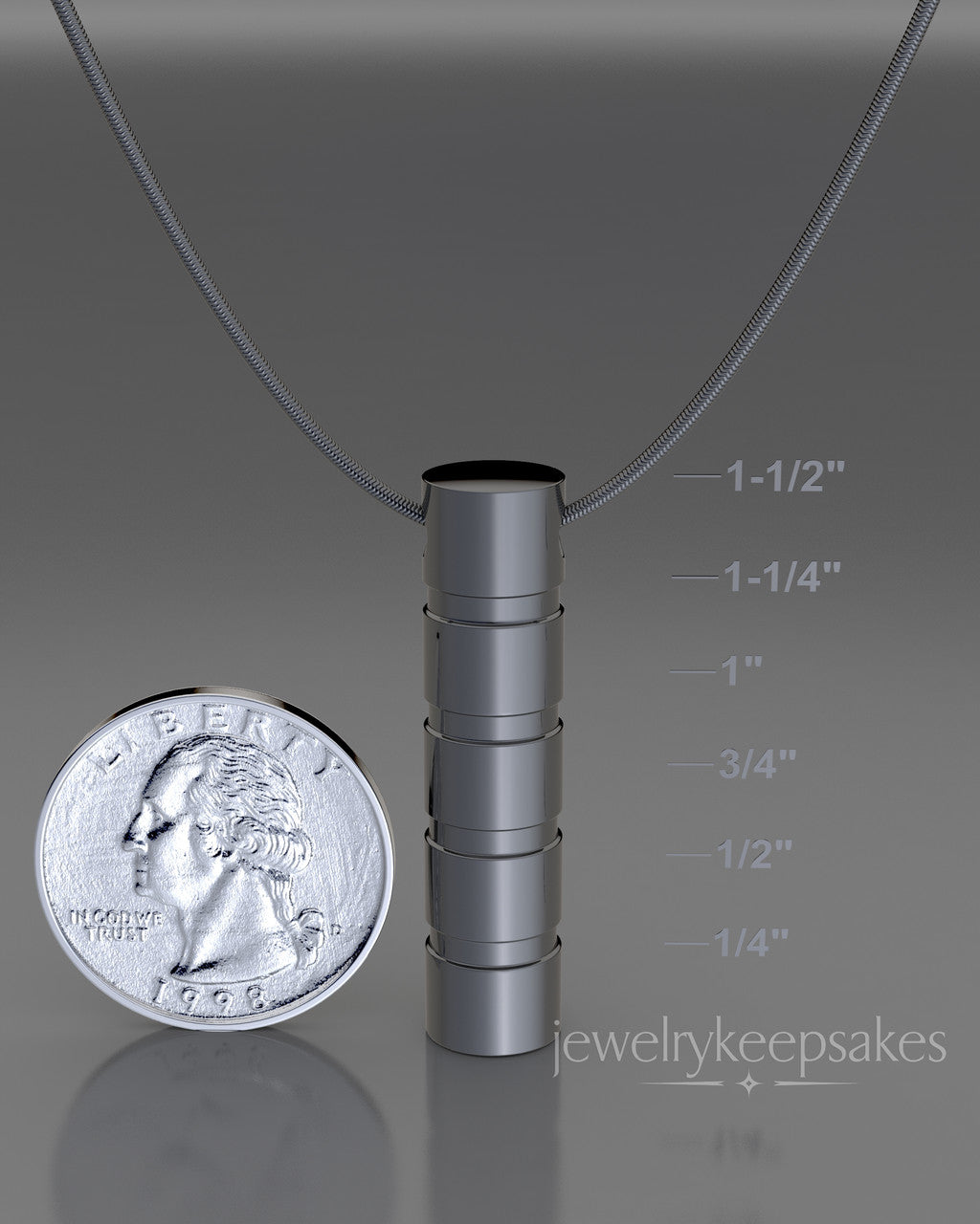Black Stacked Cylinder Permanently Sealed Waterproof Cremation Pendant