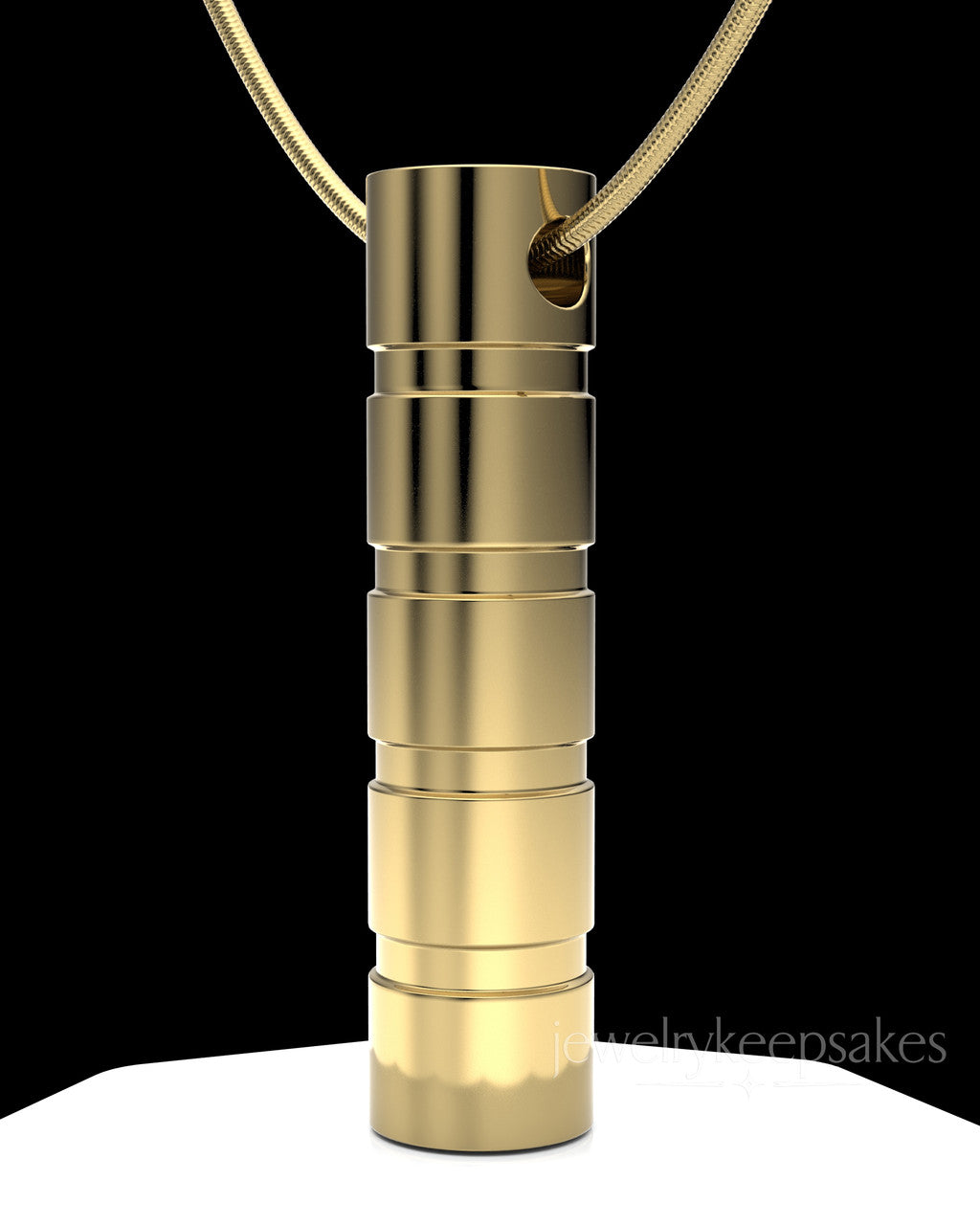 Gold Plated Stacked Cylinder Permanently Sealed Waterproof Cremation Pendant