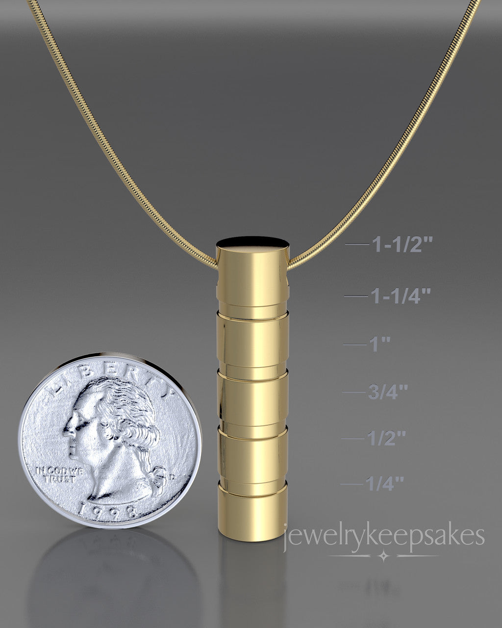 Gold Plated Stacked Cylinder Permanently Sealed Waterproof Cremation Pendant