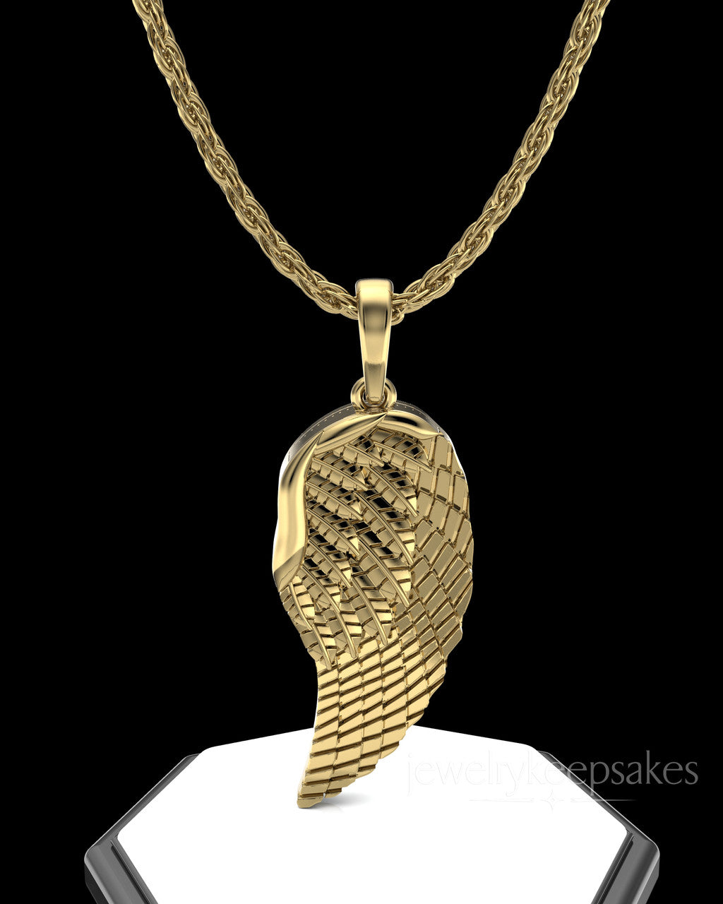 Gold Plated Feathers Permanently Sealed Waterproof Cremation Pendant