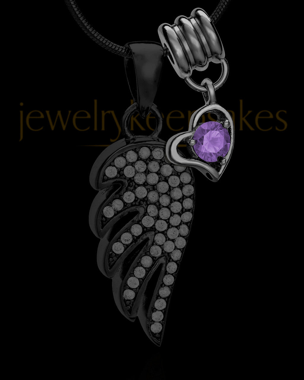 Add a Black February Birthstone Heart