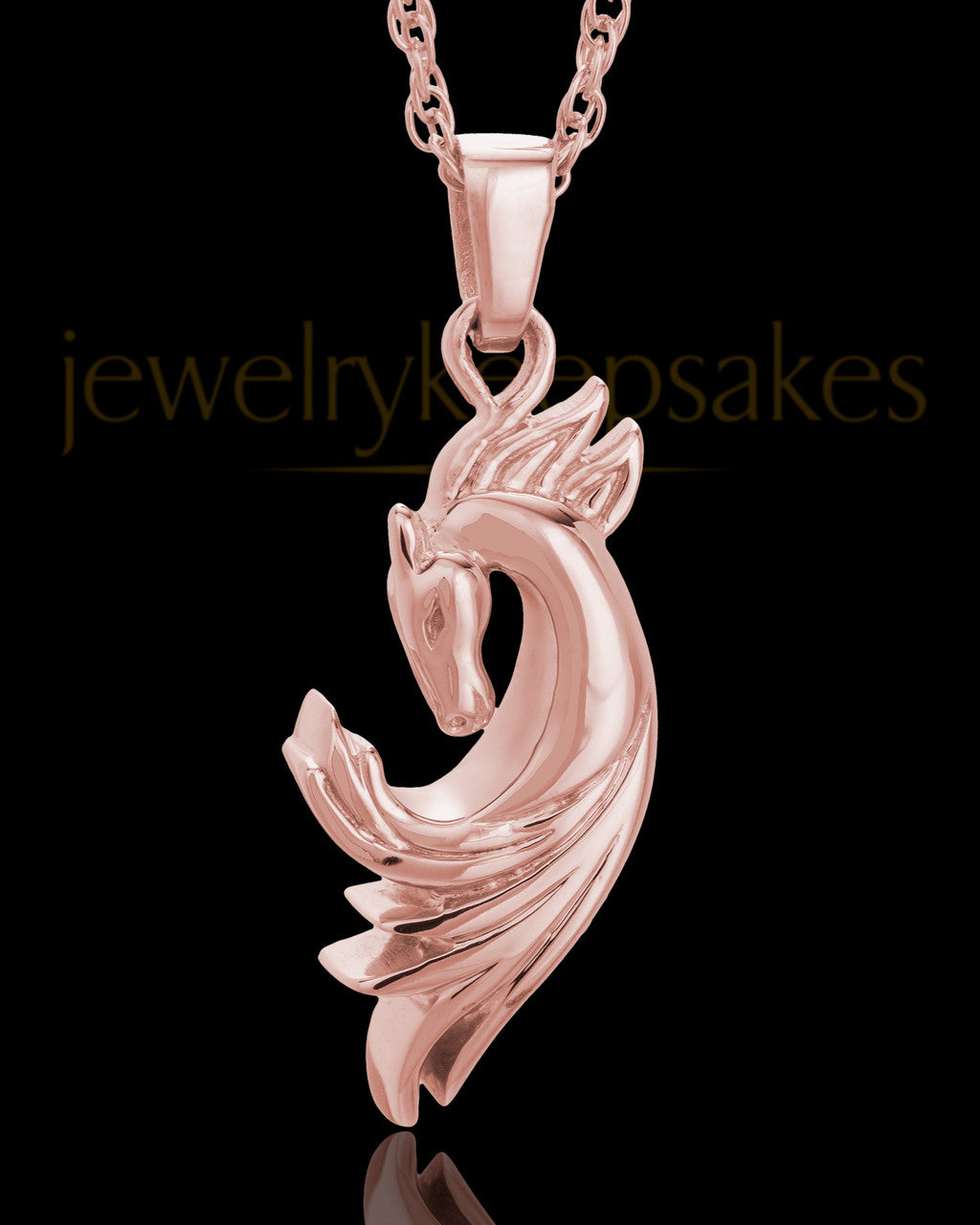 14K Rose Gold Wild Horse Cremation Jewelry