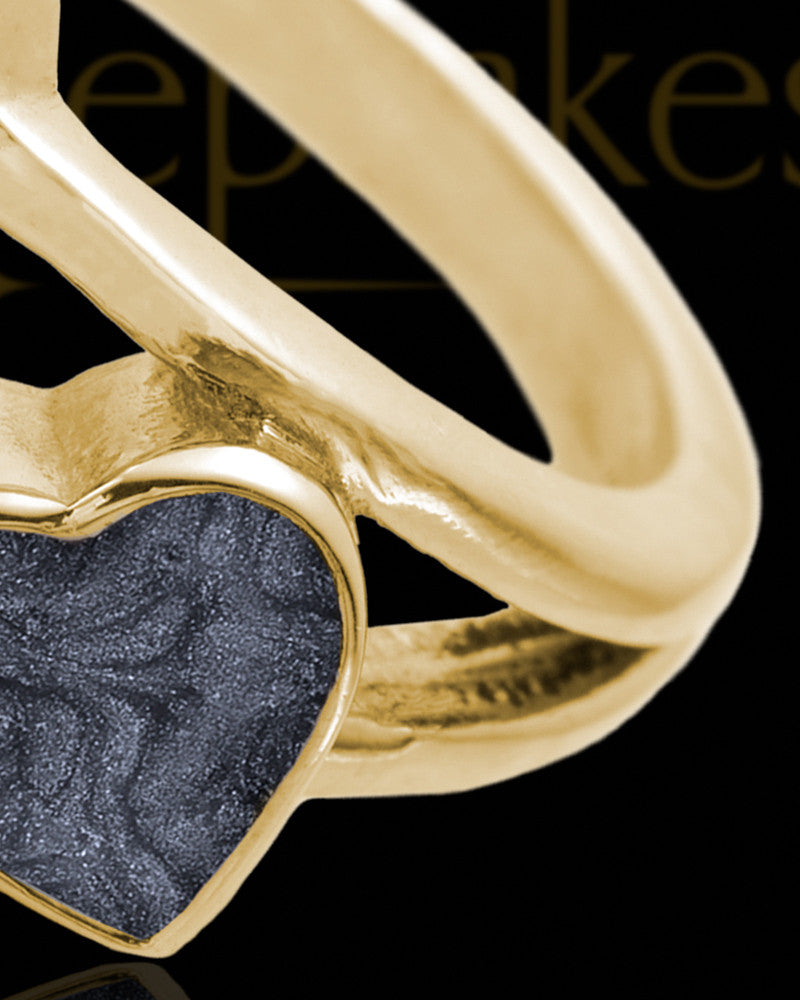 Solid 14K Gold Ladies Finchley with Graphite Ash Ring