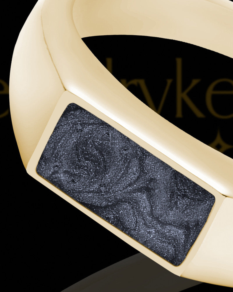 Solid 14K Gold Men's Tacoma with Graphite Ash Ring
