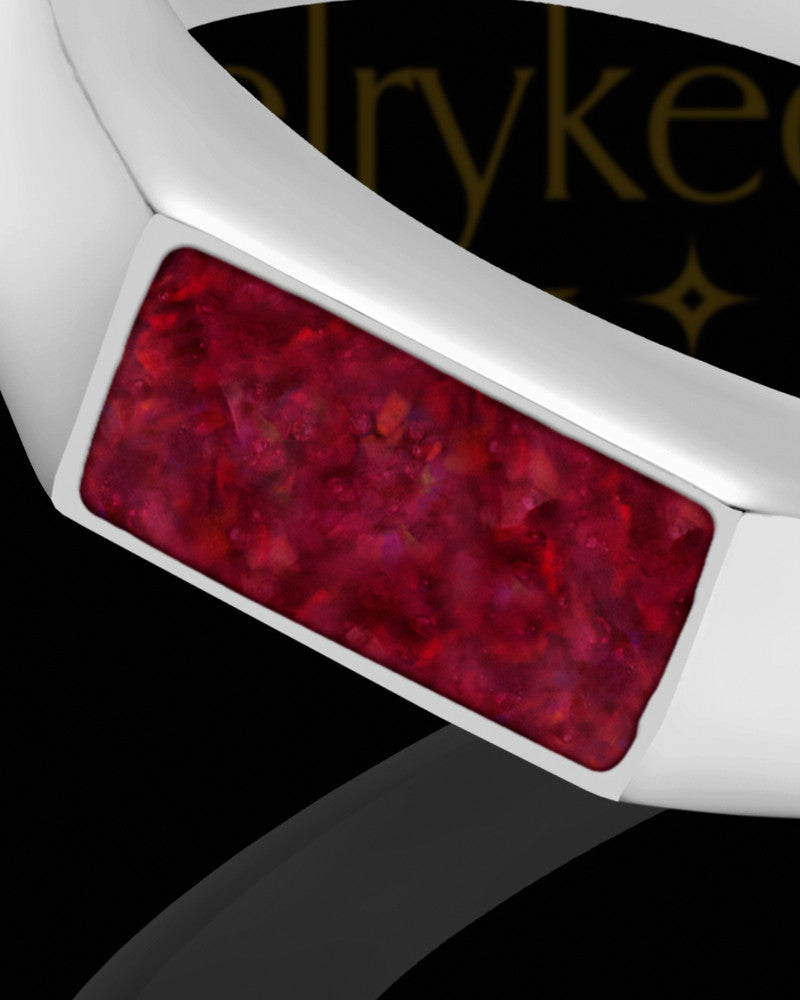 Men's Tacoma Garnet Pearl Opal Silver Ash Ring