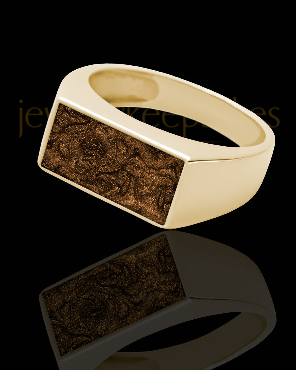 Solid 14K Gold Men's Dumaine with Coffee Ash Ring