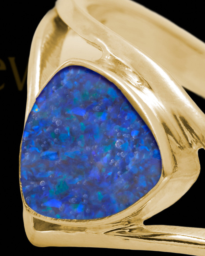 Solid 14K Gold Ladies Tennyson Ocean Tide Opal Ash Ring