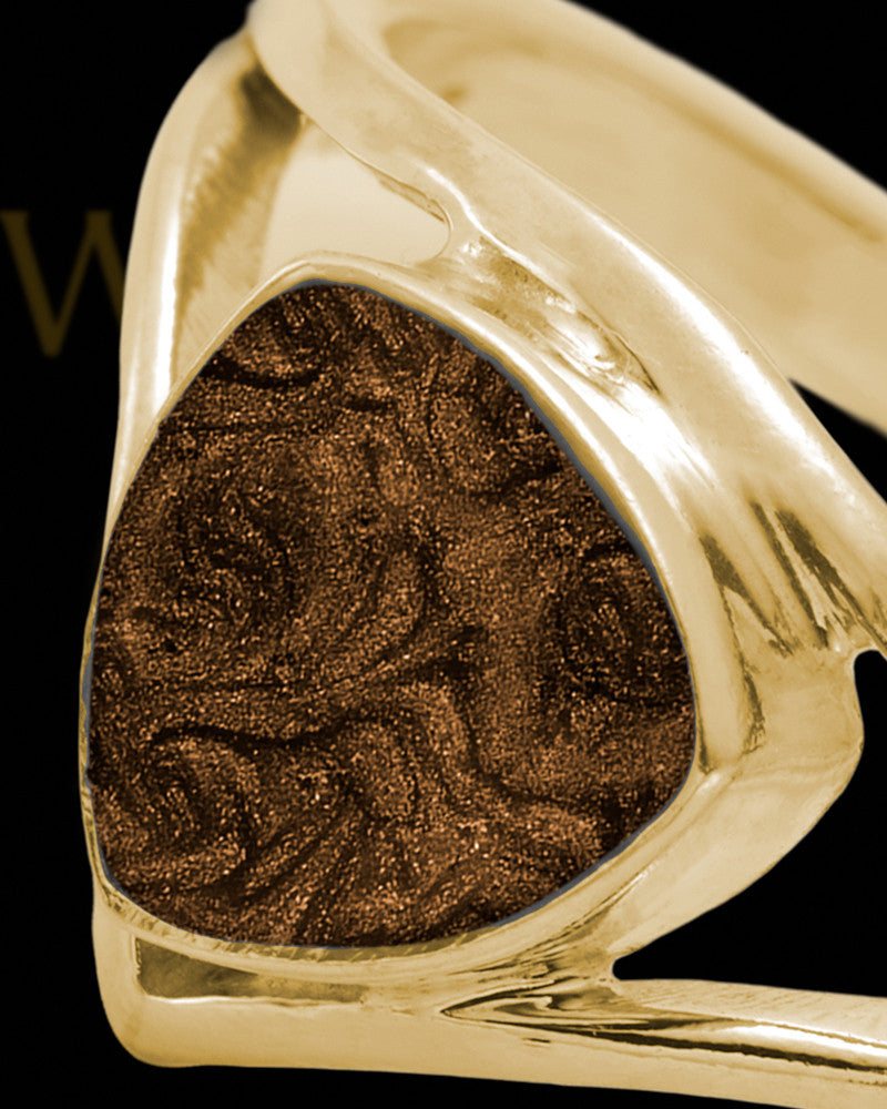 Solid 14K Gold Ladies Tennyson with Coffee Ash Ring