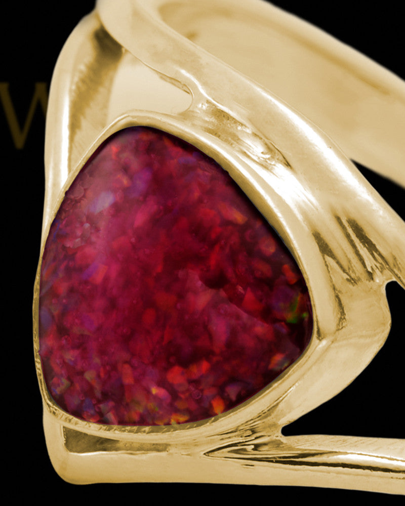 Solid 14K Gold Ladies Tennyson Garnet Pearl Opal Ash Ring