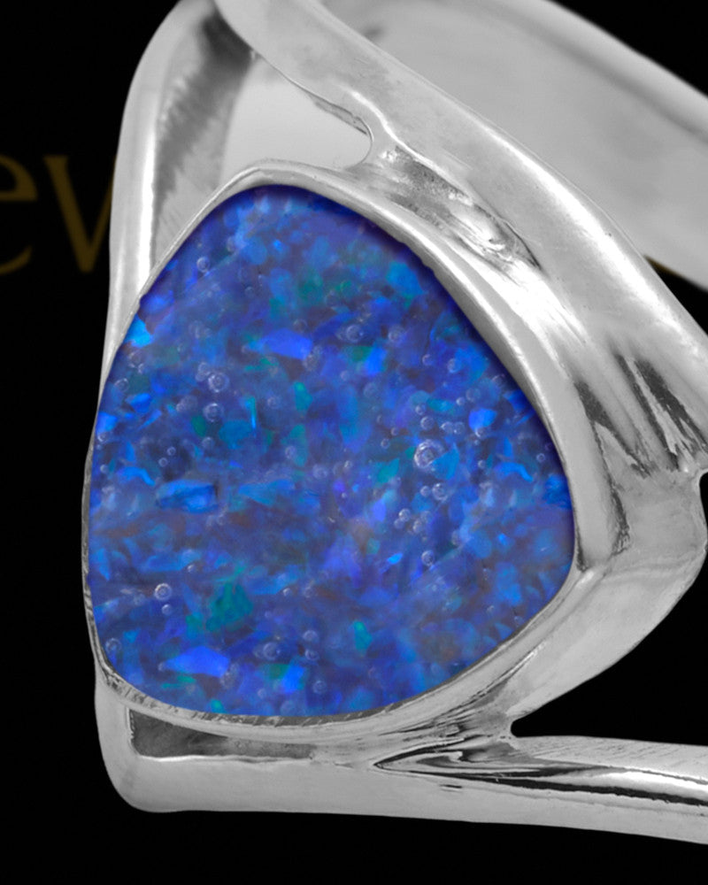 Ladies Tennyson Ocean Tide Opal Silver Ash Ring