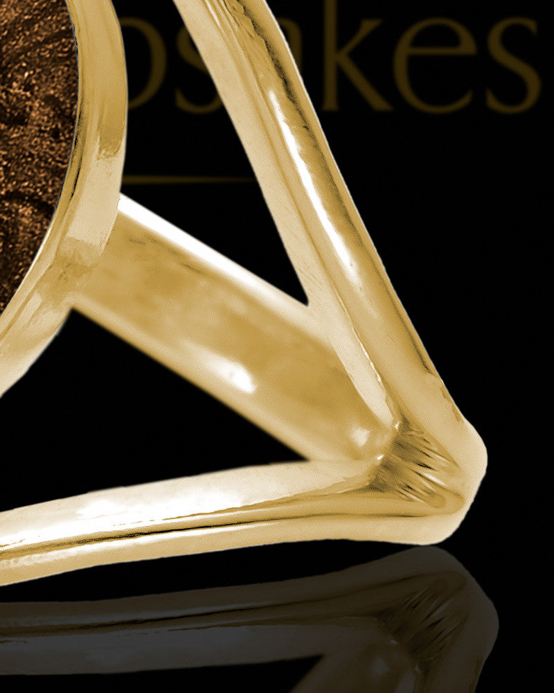 Solid 14K Gold Ladies Yardley with Coffee Ash Ring