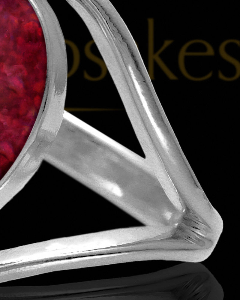 Ladies Yardley Garnet Pearl Opal Silver Ash Ring