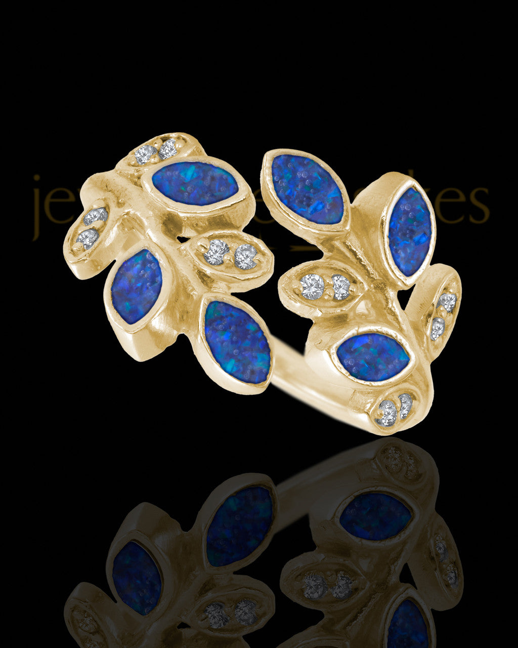 Solid 14K Gold Ladies Felicity Ocean Tide Opal Ash Ring