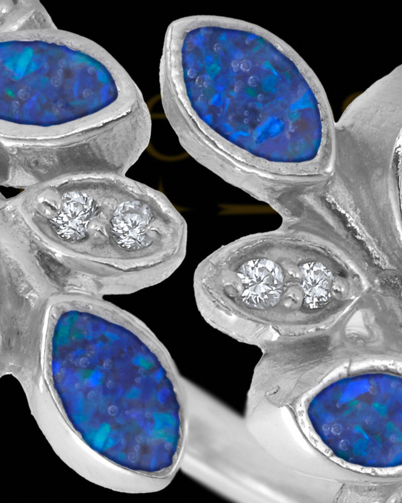 Ladies Felicity Ocean Tide Opal Silver Ash Ring
