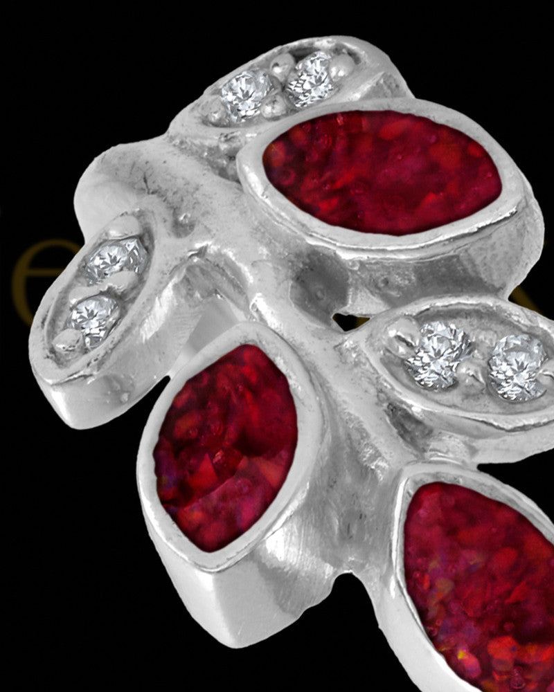 Ladies Felicity Garnet Pearl Opal Silver Ash Ring