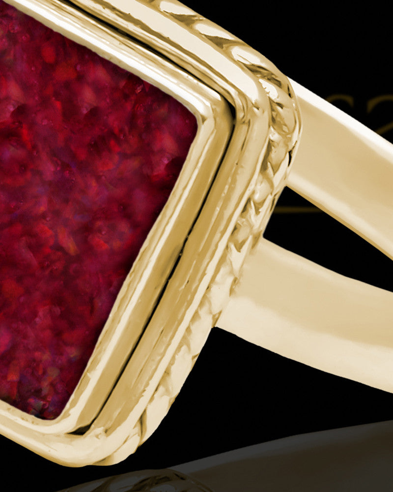 Solid 14K Gold Ladies Calliope Garnet Pearl Opal Ash Ring