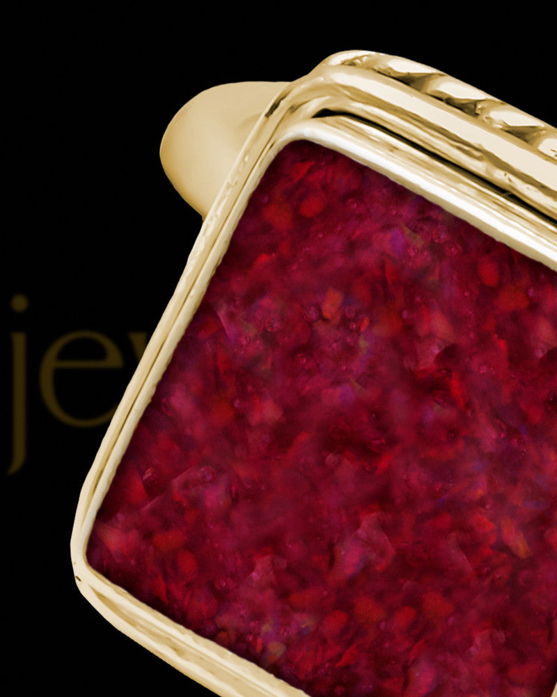 Solid 14K Gold Ladies Calliope Garnet Pearl Opal Ash Ring