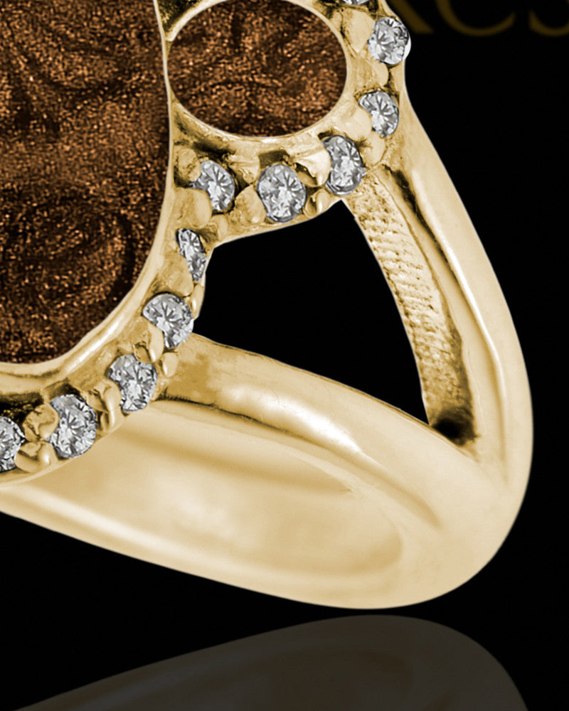 Solid 14K Gold Ladies My Best Friend Paw Print with Coffee Ash Ring