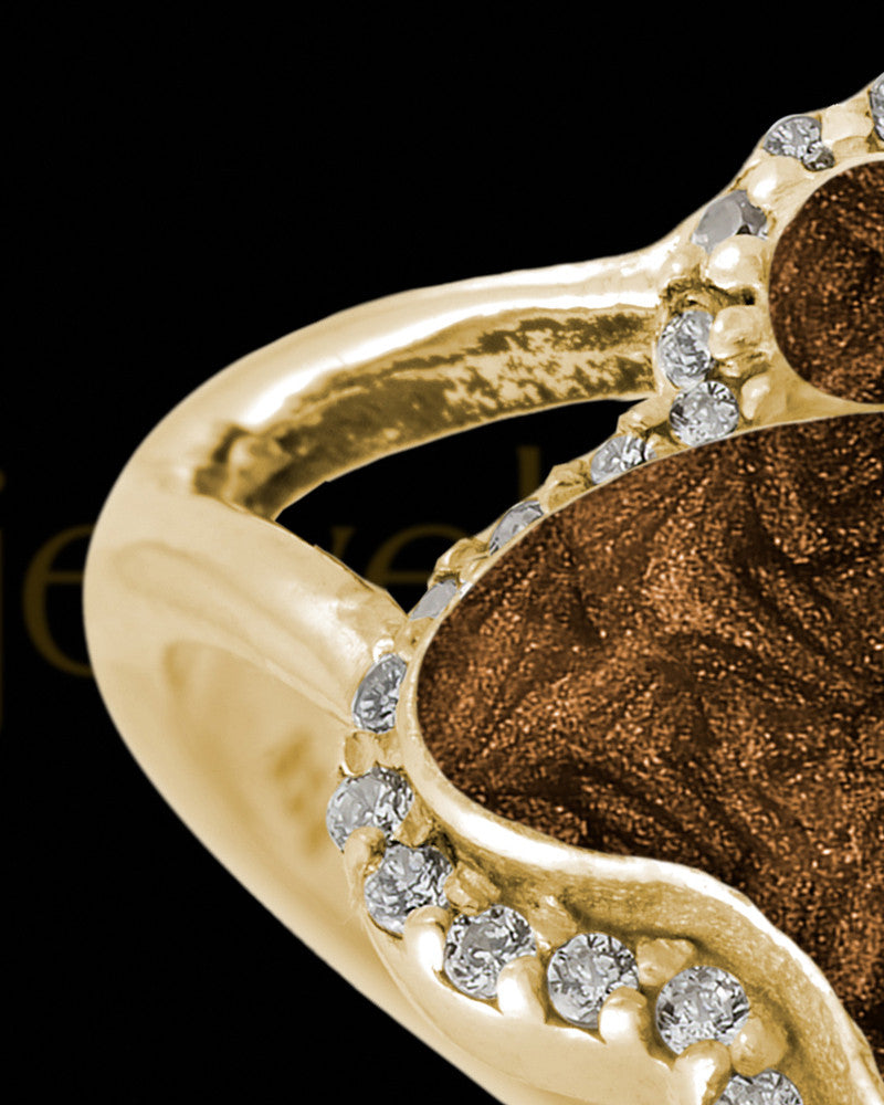 Solid 14K Gold Ladies My Best Friend Paw Print with Coffee Ash Ring