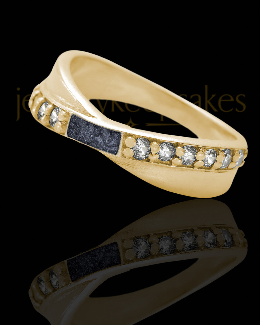 Solid 14K Gold Ladies Botinelli with Graphite Ash Ring