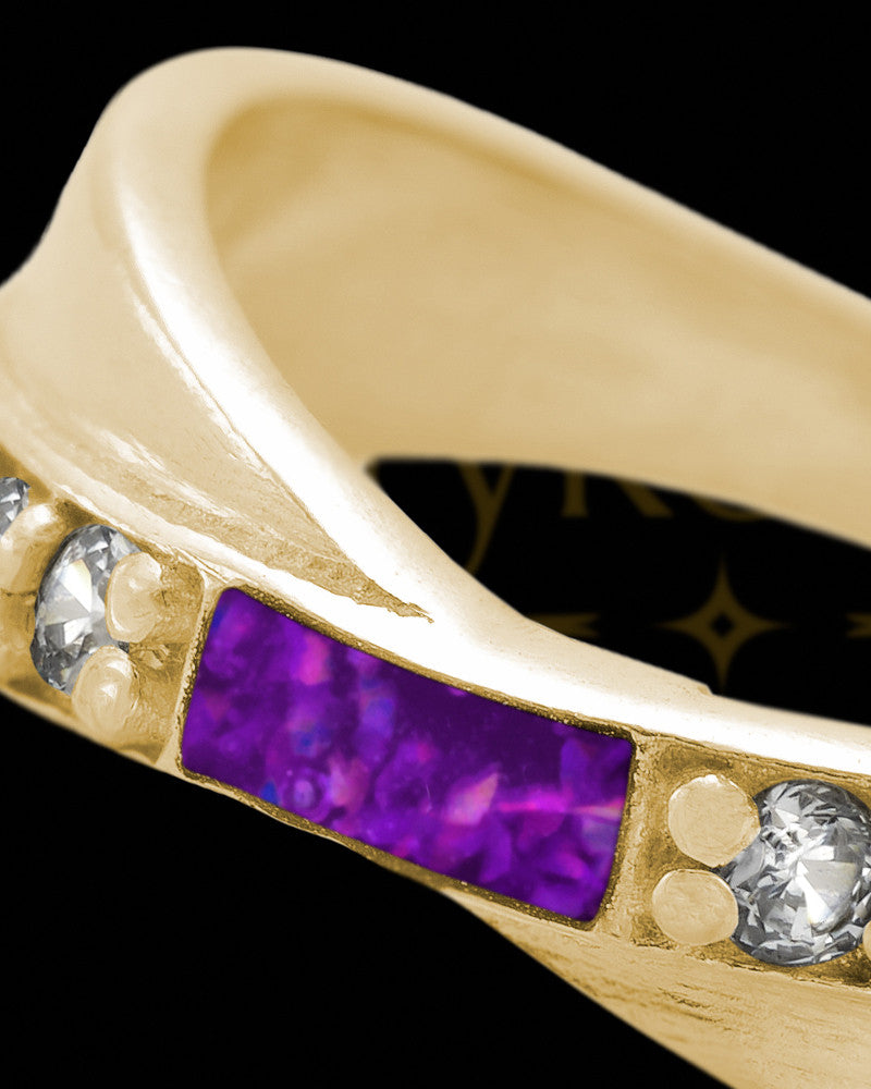 Solid 14K Gold Ladies Botinelli Orchid Pearl Opal Ash Ring