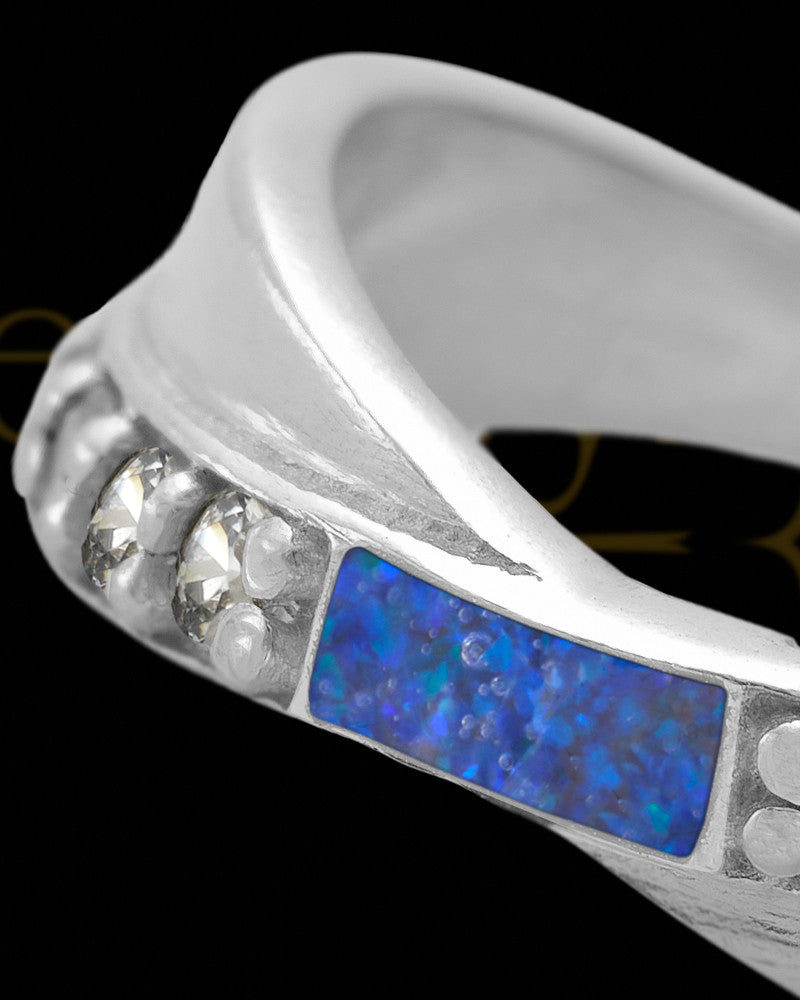 Ladies Botinelli Ocean Tide Opal Silver Ash Ring